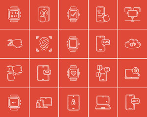 Technology sketch icon set.