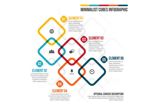 Five Overlapping Rounded Squares Infographic