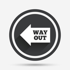 Way out left sign icon. Arrow symbol.