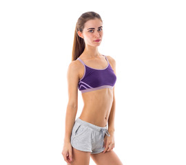 Obraz premium Athletic woman holding her ponytail
