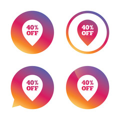 40 percent sale pointer tag sign icon.
