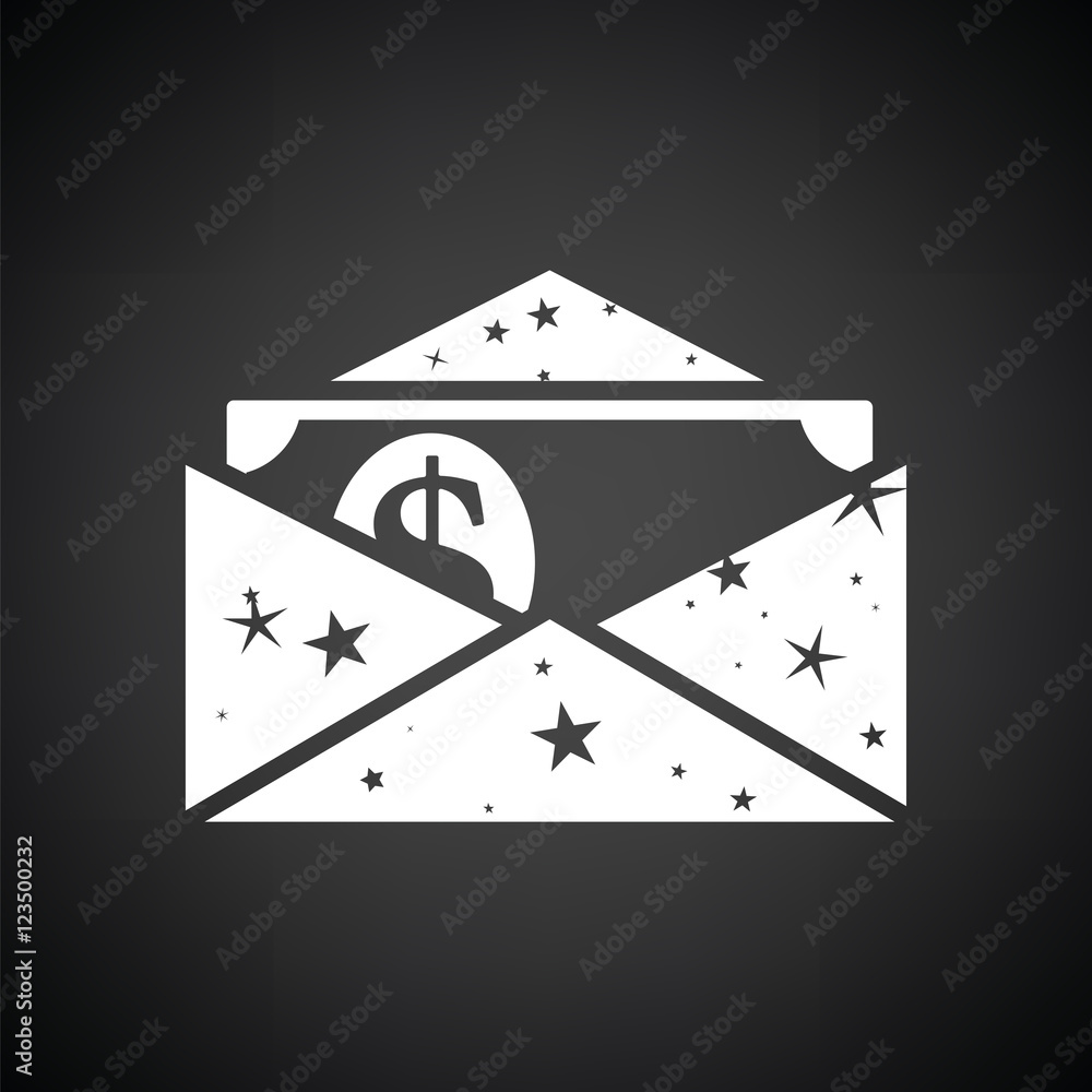 Poster birthday gift envelop icon with money