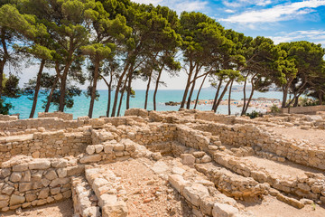 Greco-Roman archaeological site of Ampurias (Empuries) in the Gulf of Roses, Catalonia, Spain. - 123500625