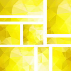 Set of banner templates with abstract background. Modern vector banners with polygonal background. White, yellow colors