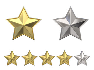 Obraz premium Voting concept. Rating four golden stars. 3D