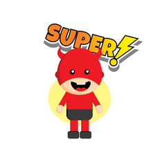 Flat style superhero character avatar on ribbon label creative design template man super hero profile full face view