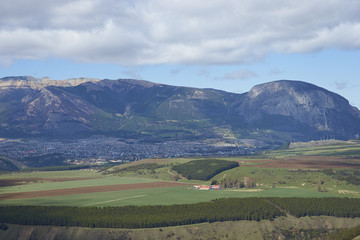 Obraz premium Small city of Coyhaique in the rural Aysen Region of Southern Chile. The town is the gateway to the Carratera Austral.