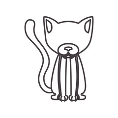 silhouette with cat domestic animal vector illustration