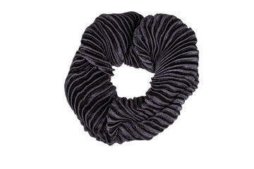Black hair scrunchy isolated on white background
