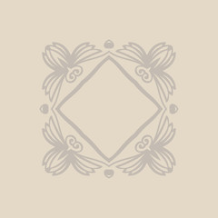 Frame in the English style with stylized beetles. Beige color. Template for your design. Card. Border.