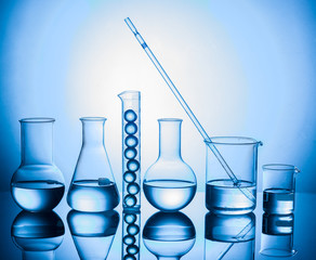 Still life with scientific glassware