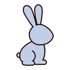 silhouette with rabbit domestic animal color vector illustration