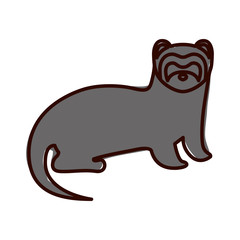 silhouette with nutria wild animal color vector illustration