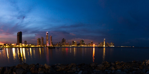 Night fall in Panama City, Panama