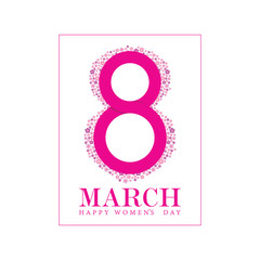 happy 8 march icon in pink illustration