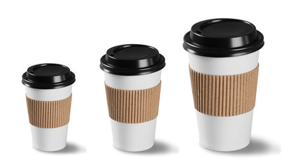 Coffee cups isolated on white