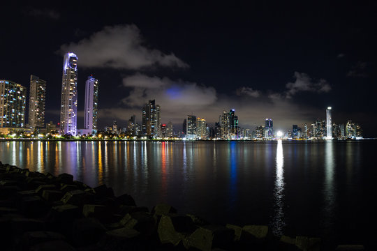 Night fall in Panama City, Panama