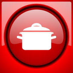 cook red icon plastic glossy button