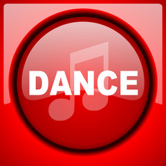 dance music red icon plastic glossy button