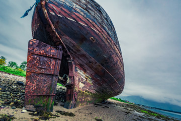 Abandoned ship wreck in Fort William, Scotland