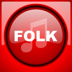 folk music red icon plastic glossy button