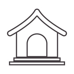 silhouette with dog house pet vector illustration
