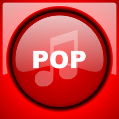 pop music red icon plastic glossy button
