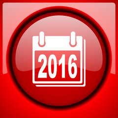 new year 2016 red icon plastic glossy button