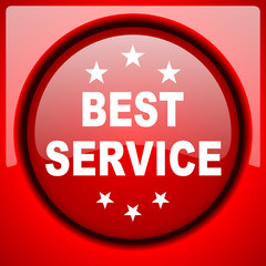best service red icon plastic glossy button