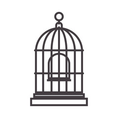 silhouette for bird cage and swing vector illustration
