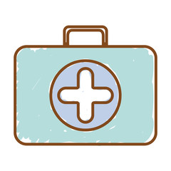 Obraz premium silhouette with briefcase first aid color vector illustration