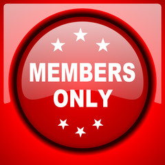 members only red icon plastic glossy button
