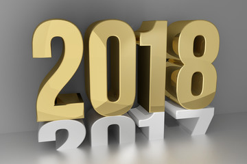 new year golden 2018 3d render