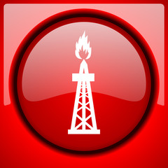 gas red icon plastic glossy button