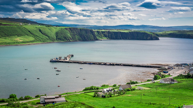 Sunny day in the Uig town, Skye Island, Scotland