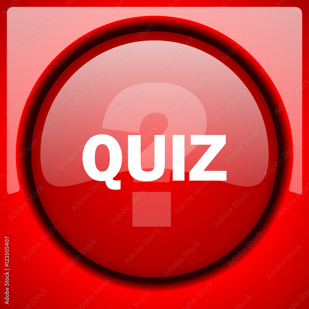 Poster quiz red icon plastic glossy button