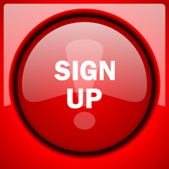 sign up red icon plastic glossy button