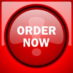 order now red icon plastic glossy button