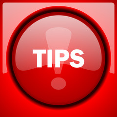 tips red icon plastic glossy button