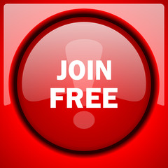 join free red icon plastic glossy button