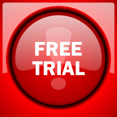 free trial red icon plastic glossy button