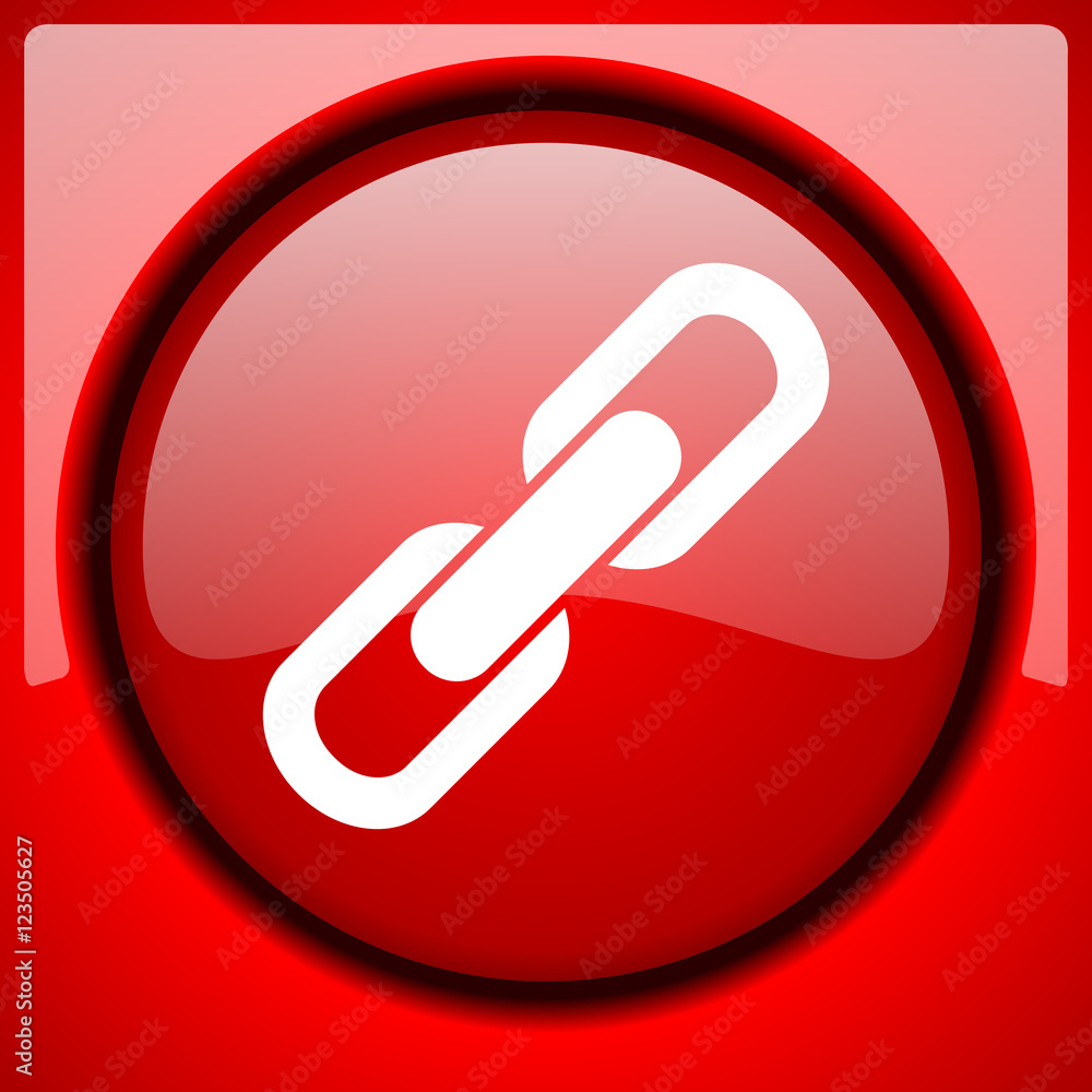 Aufkleber link red icon plastic glossy button