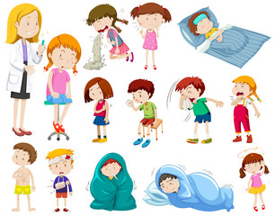 Doctor and many sick patients