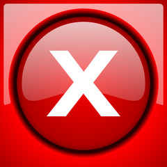 cancel red icon plastic glossy button