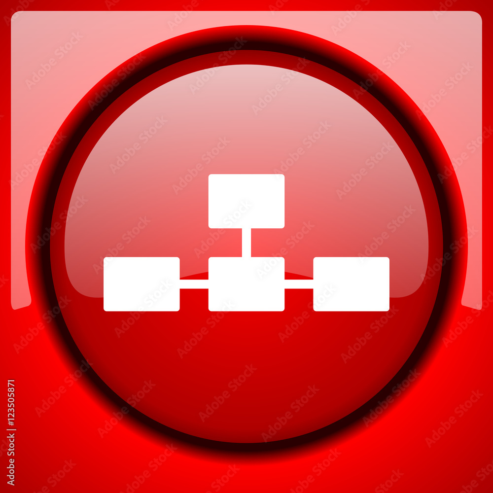 Poster database red icon plastic glossy button