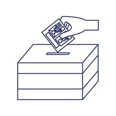 silhouette with vote hand urn vector illustration