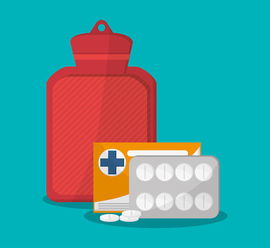 Medicine and bag icon. Medical health care and hospital theme. Colorful design. Vector illustration