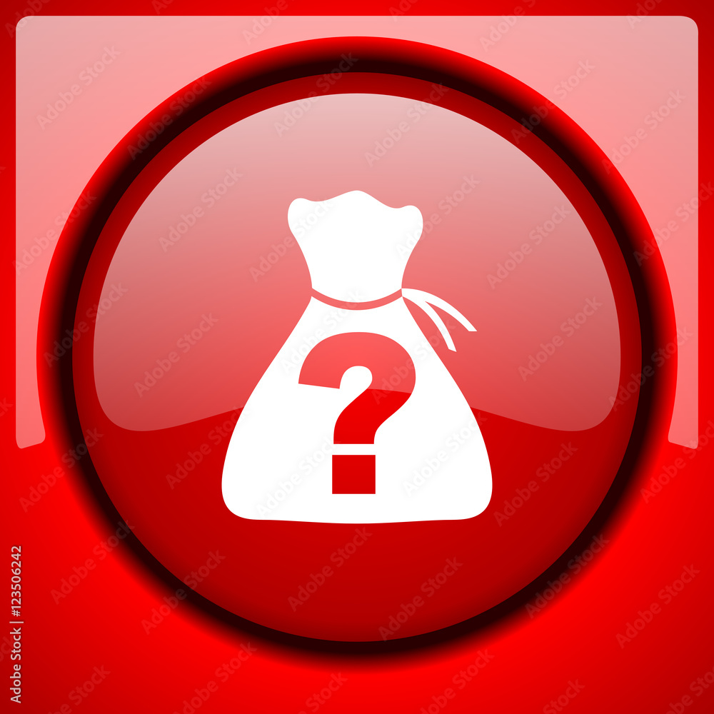 Poster riddle red icon plastic glossy button