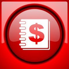 money red icon plastic glossy button
