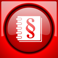 law red icon plastic glossy button